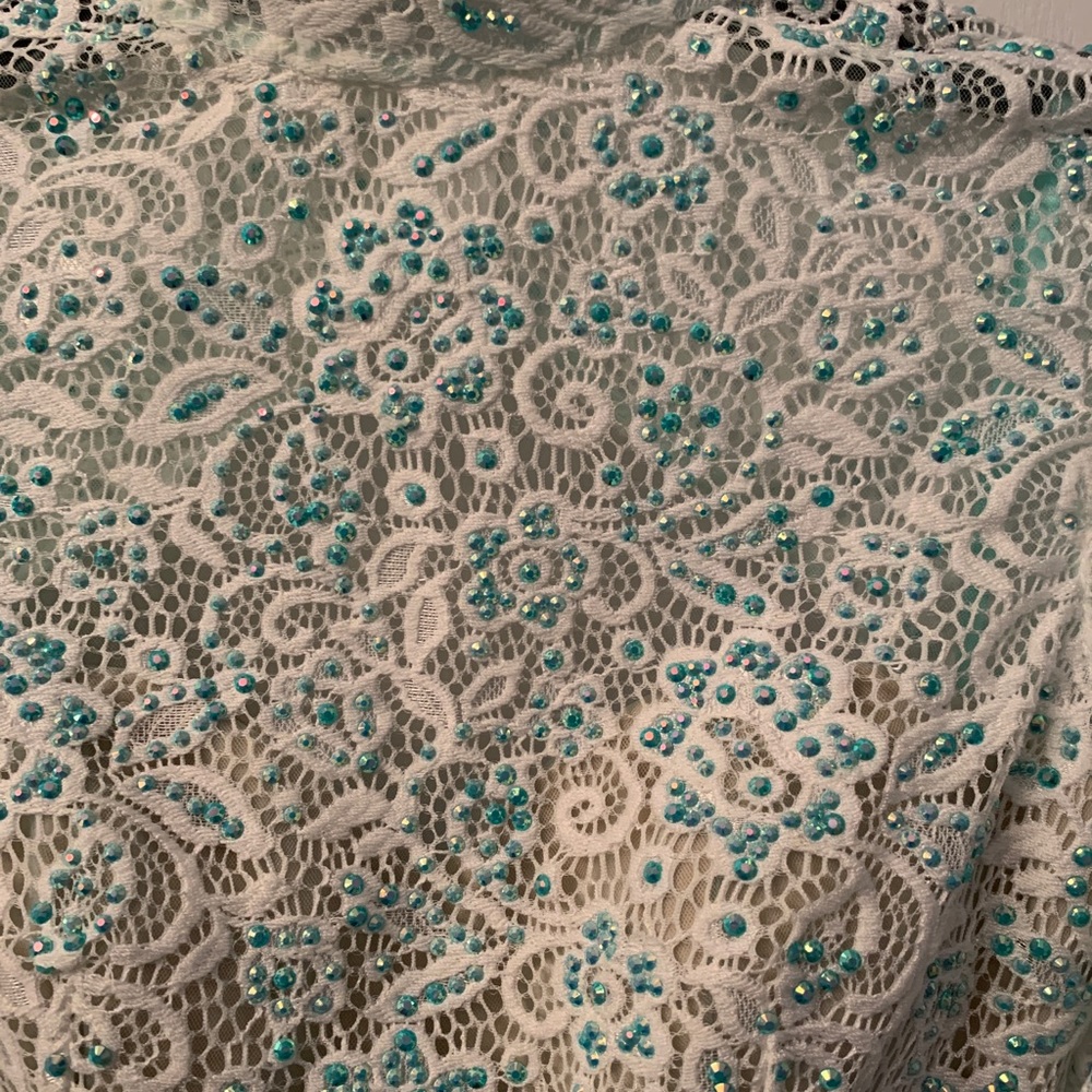 2pc. La Femme White and Aqua party formal dress - Picture 3 of 5